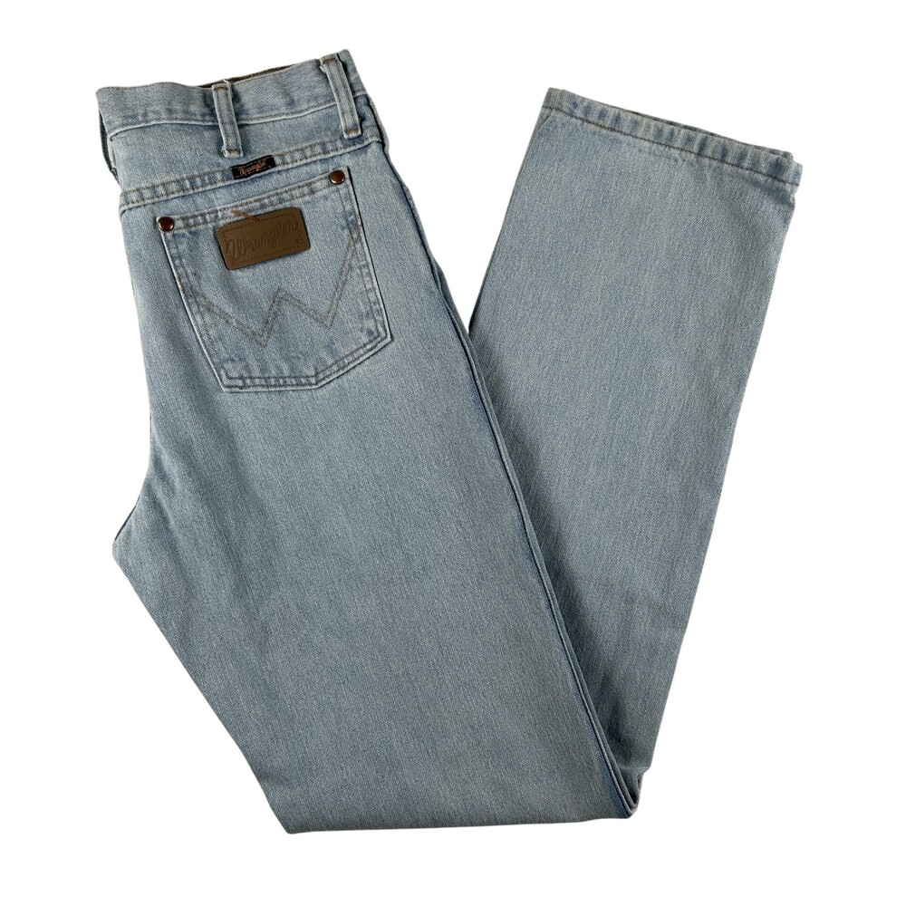 Wrangler Jeans Mens 32x34 Light Wash Denim Regular Straight Zip Fly AX11 4030